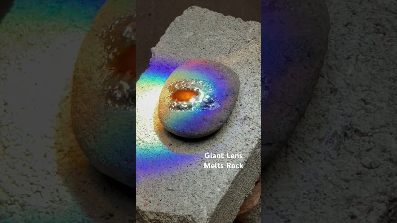 Giant lens melts rock into lava and obsidian #minecraft #netherportal #geology #physics