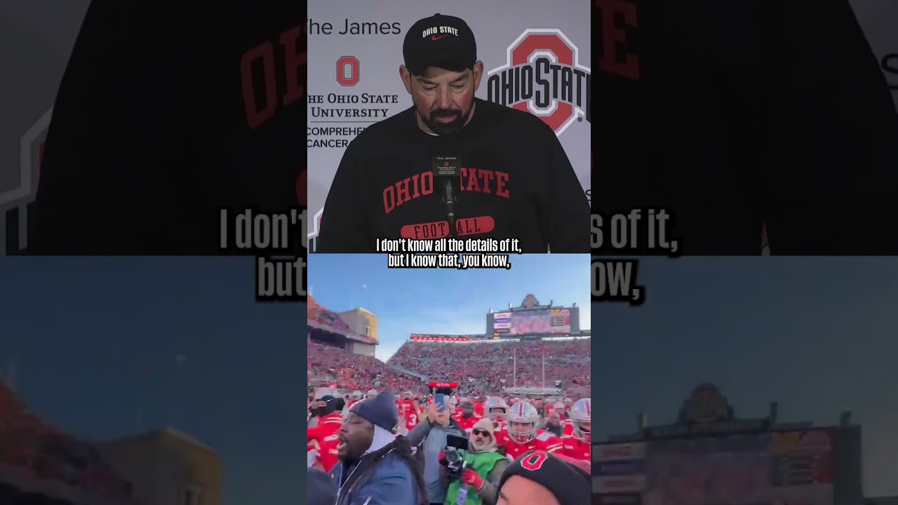 Ryan Day on Michigan planting flag at midfield #football #ohiostate #michigan