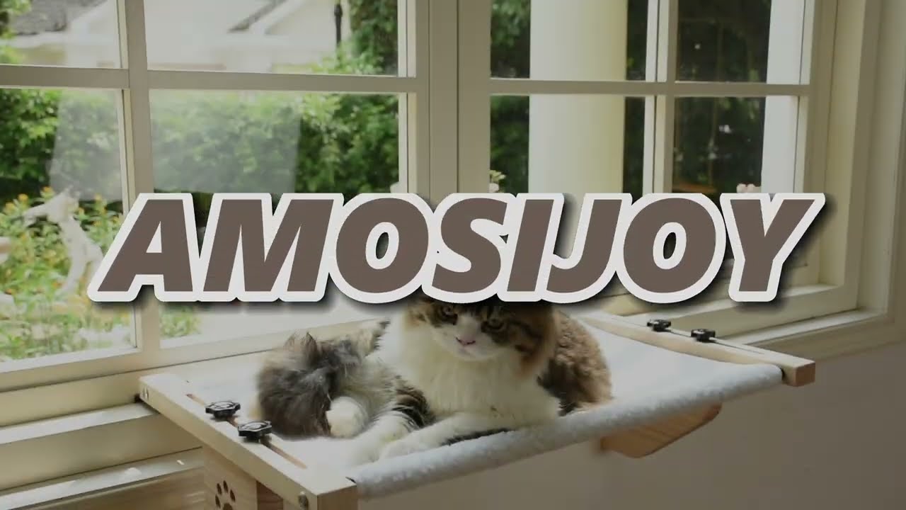 Amosijoy Window Sill Mounted Wooden Cat Perch