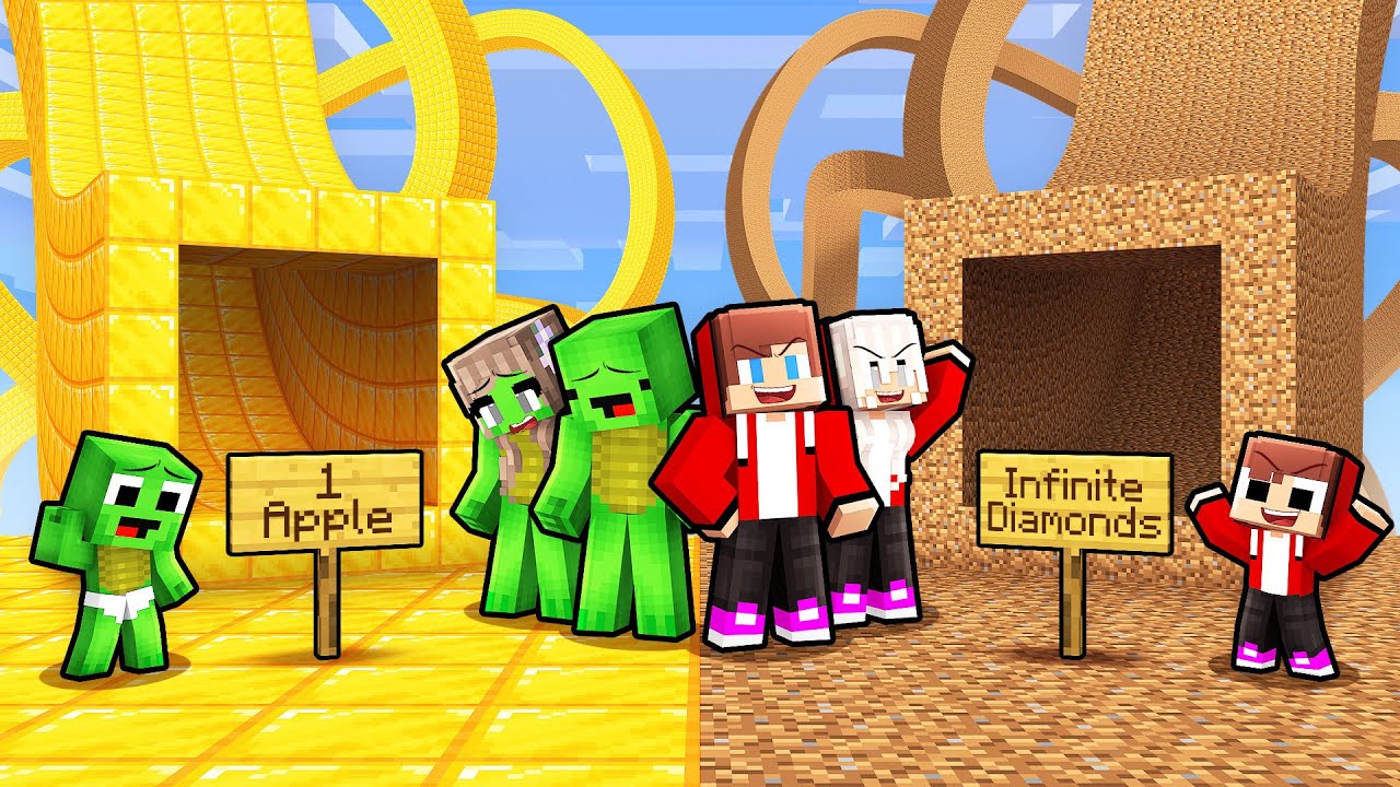 Mikey Family and JJ Family Choose the Right Tunnel in Minecraft (Maizen)