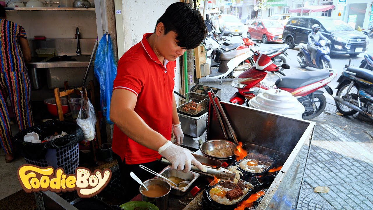 Vietnamese Breakfast 'Bo Ne', Beef Steak and Egg