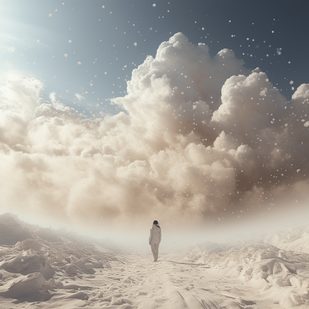 white dust falling from sky