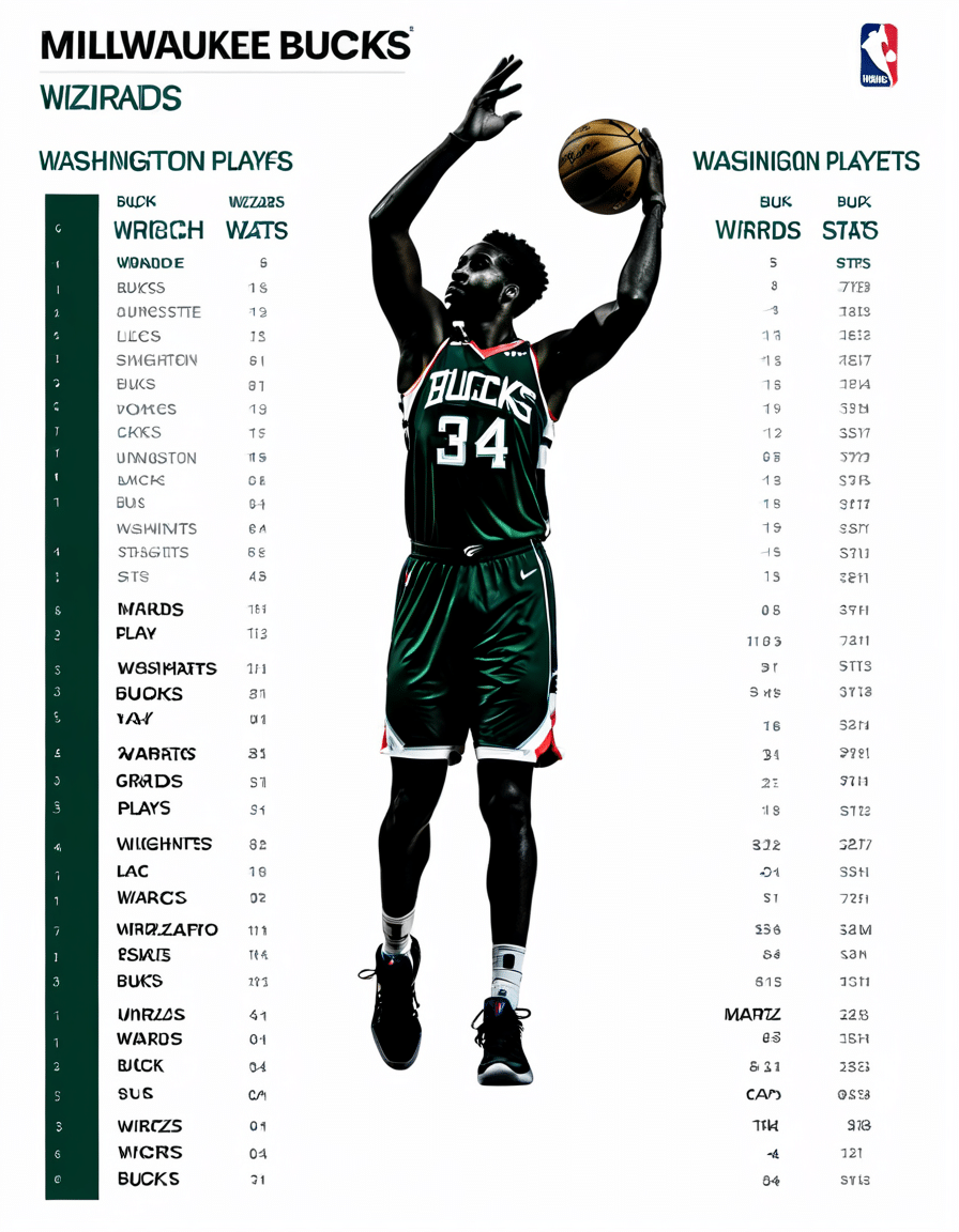 milwaukee bucks vs washington wizards match player stats